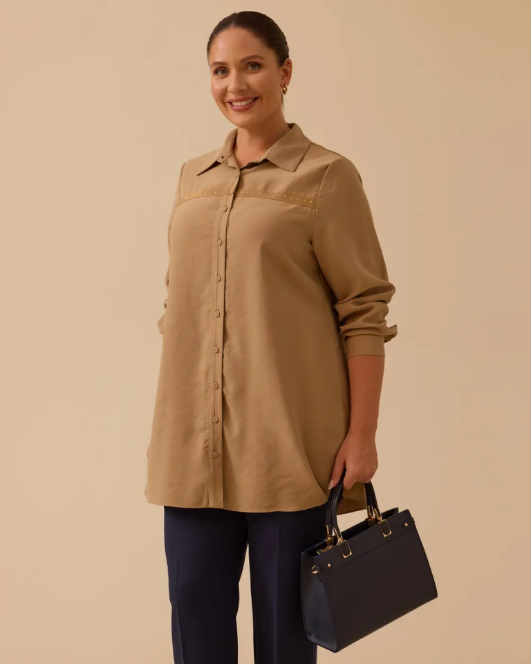 10002521214009 ÖNDEN DÜĞMELİ KOLU ŞERİTLİ TUNİK