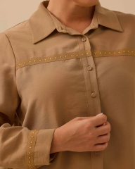 10002521214009 ÖNDEN DÜĞMELİ KOLU ŞERİTLİ TUNİK