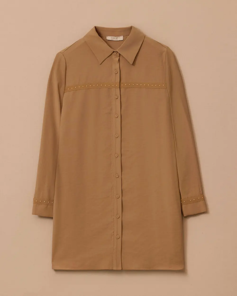 10002521214009 ÖNDEN DÜĞMELİ KOLU ŞERİTLİ TUNİK