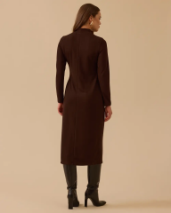 10002521310012 KARINDAN BAĞLAMALI SOĞUK TRİKO ELBİSE