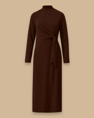 10002521310012 KARINDAN BAĞLAMALI SOĞUK TRİKO ELBİSE