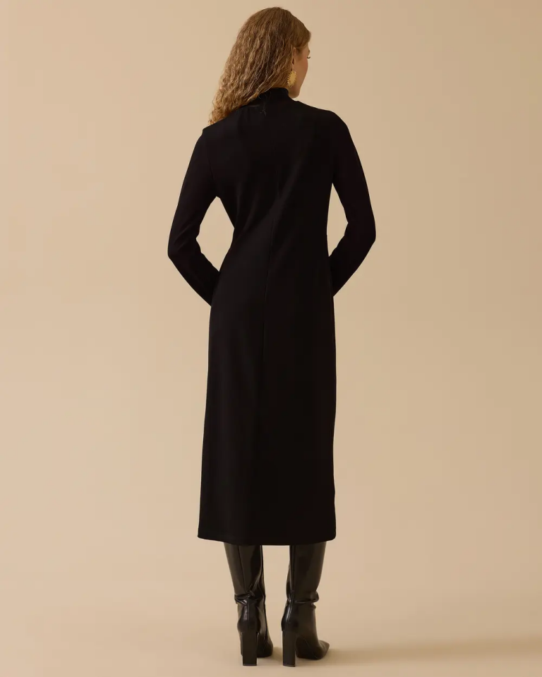 10002521310012 KARINDAN BAĞLAMALI SOĞUK TRİKO ELBİSE