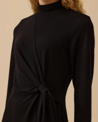 10002521310012 KARINDAN BAĞLAMALI SOĞUK TRİKO ELBİSE