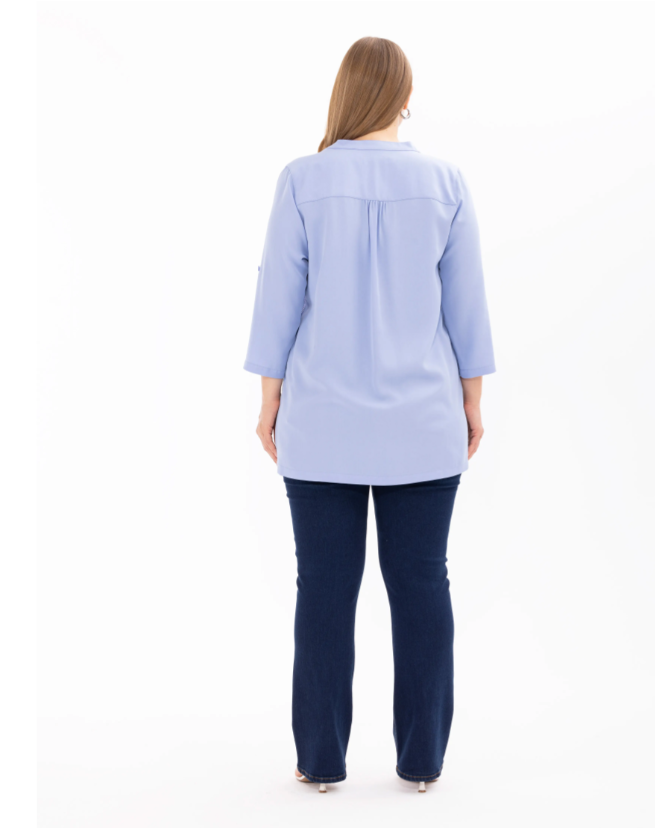 4011 SIFIR YAKA ÖNÜ YAPRAK DESENLİ GÜNLÜK BLUZ QYS BLUZ 10002411814011 #24-07#