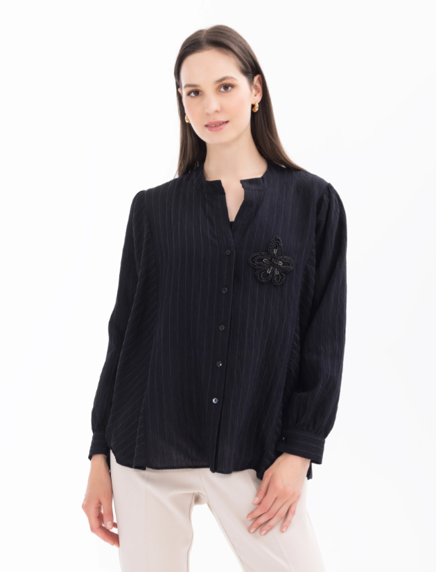 1012 BYAKASI ÇİÇEK BONCUKLIU GÜNLÜK GÖMLEK 10242102201012 GÜNLÜK GÖMLEK #24-07#