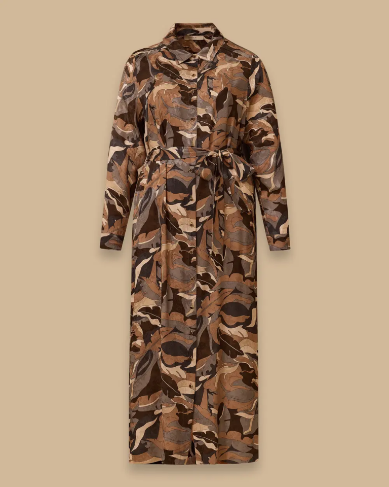 10002521314007 BELDEN KEMERLİ CEPLİ DESENLİ TUNİK ELBİSE