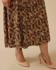 10002521314009 ÖNDEN DÜĞMELİ DESENLİ GÜNLÜK ELBİSE