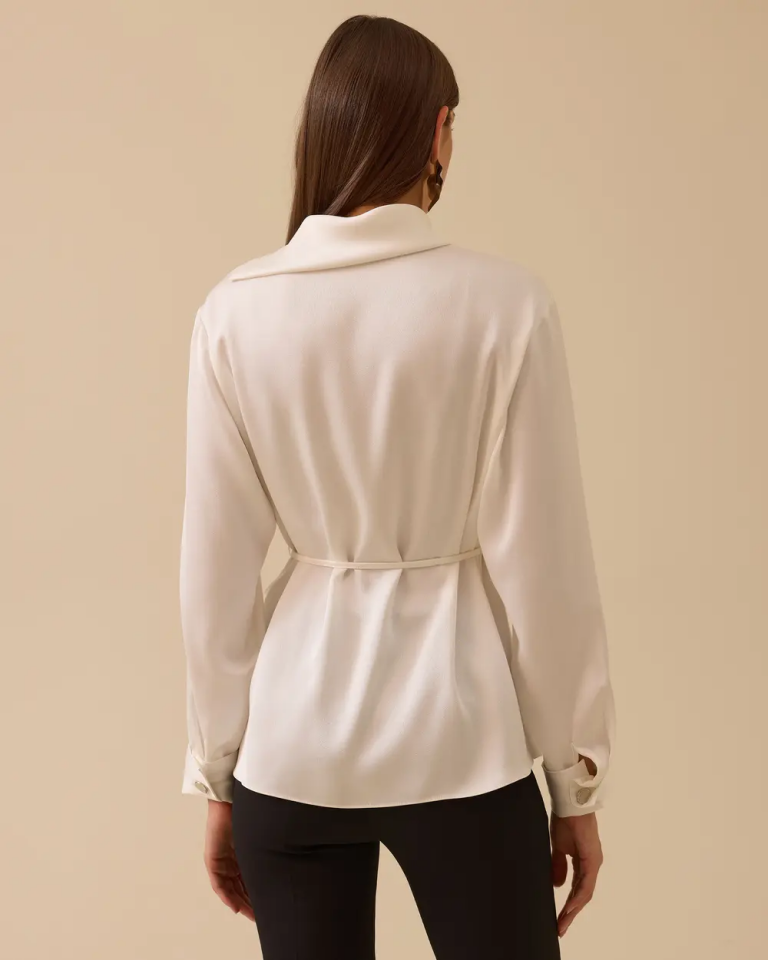 10002521510009 ÇAPRAZ DÜĞMELİ KOLU KATLANABİLİR ŞIK TUNİK