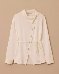 10002521510009 ÇAPRAZ DÜĞMELİ KOLU KATLANABİLİR ŞIK TUNİK