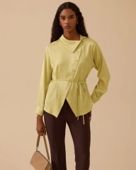 10002521510009 ÇAPRAZ DÜĞMELİ KOLU KATLANABİLİR ŞIK TUNİK