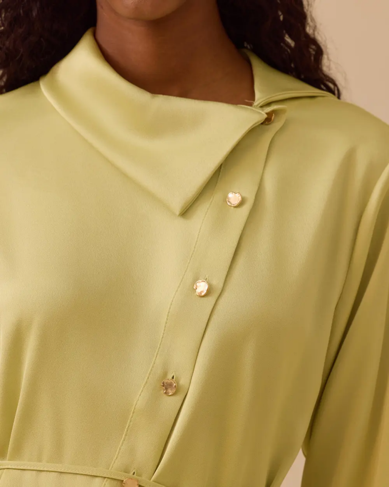 10002521510009 ÇAPRAZ DÜĞMELİ KOLU KATLANABİLİR ŞIK TUNİK