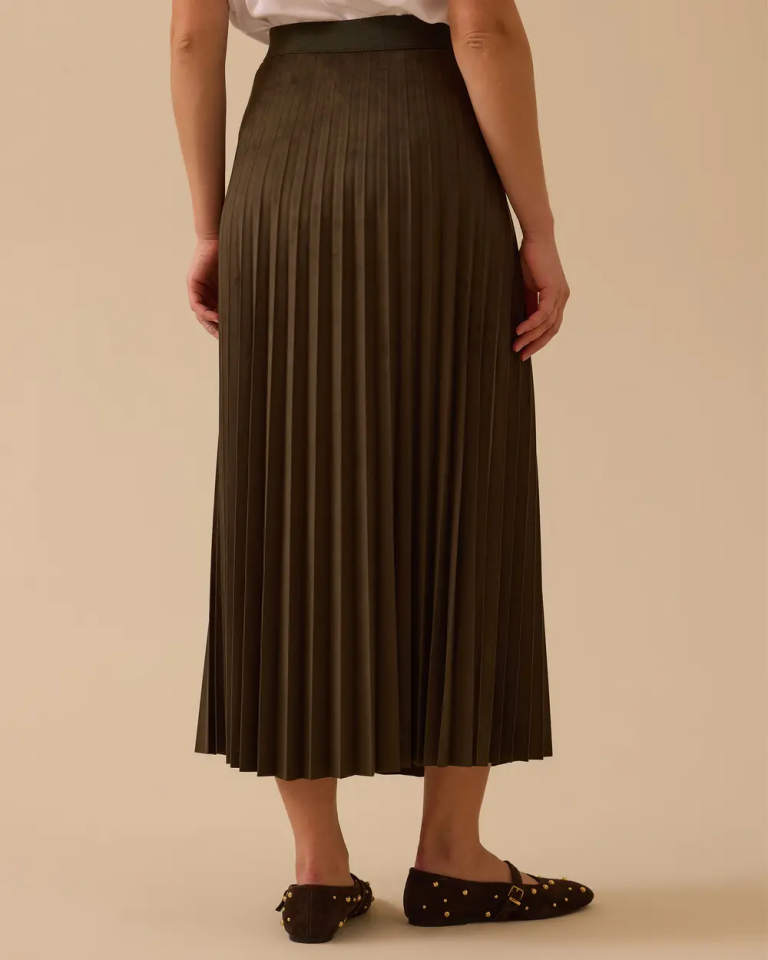 10002521611001 BELİ LASTİKLİ PİLİSELİ SÜET ETEK