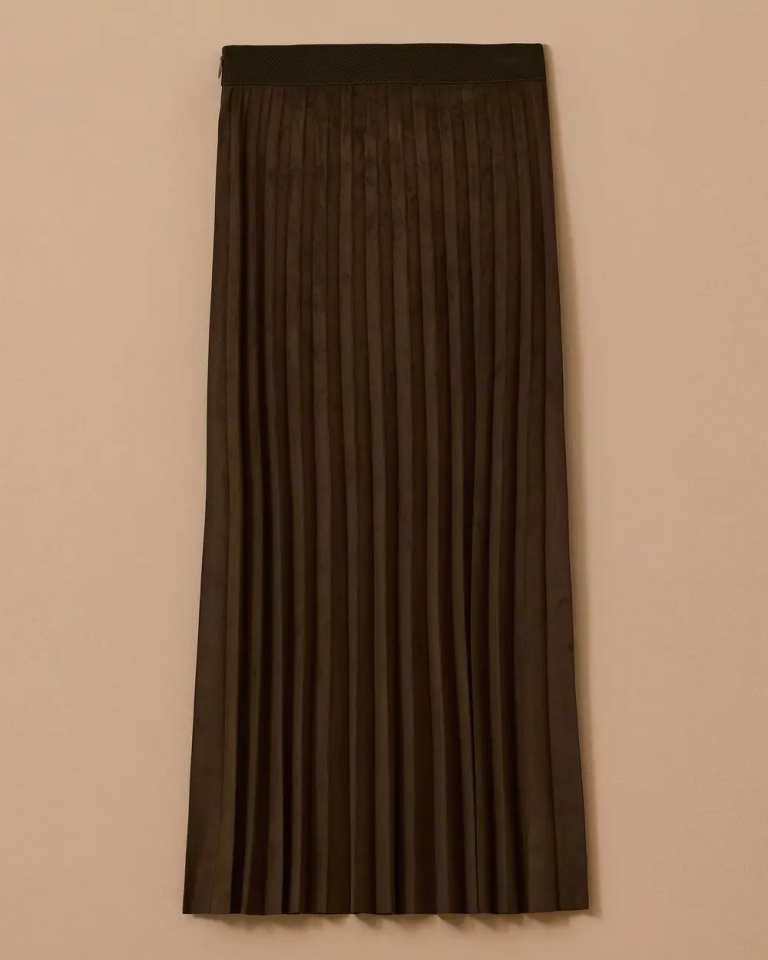 10002521611001 BELİ LASTİKLİ PİLİSELİ SÜET ETEK