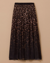 10002521611002 LEOPAR DESENLİ BELİ LASTİKLİ ŞİFON ETEK