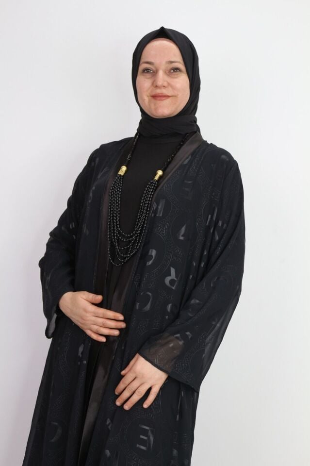 40976 İÇ BLUZ UZUN KOL SANDY KUMAŞ HIRKA HARF BASKILI YAKASI BOYDAN DETAYLI İKİLİ TAKIM