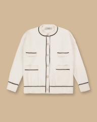 10002521710009 ÖNDEN İNCİ DÜĞMELİ CEPLİ PELUŞ HIRKA