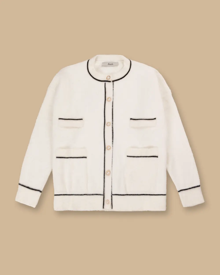 10002521710009 ÖNDEN İNCİ DÜĞMELİ CEPLİ PELUŞ HIRKA