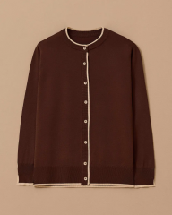 10002521710037 ÖNDEN DÜĞMELİ KOL UCU VE ETEK UCU LASTİKLİ MERSERİZE TRİKO HIRKA