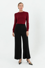 5386-1 BELİ YARIM LASTİKLİ YANDAN FERMUARLI ZARA MODEL BOL PAÇA PANTOLON #12-25#