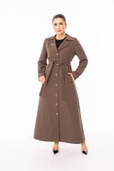 5473 ÖNÜ KREVUZE YAKA SIRT KISIM DETAYLI TAM BOY RİVETLİ TRENÇ#26#