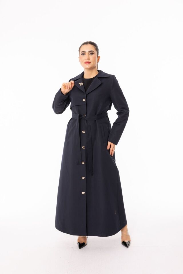 5473 ÖNÜ KREVUZE YAKA SIRT KISIM DETAYLI TAM BOY RİVETLİ TRENÇ#26#