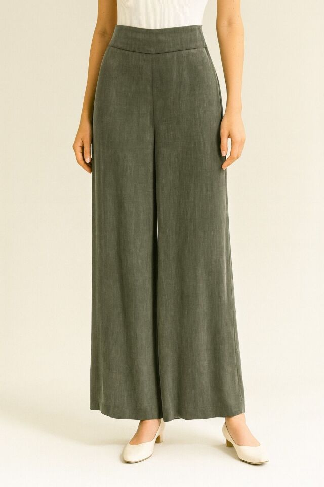 792 BELİ YARIM LASTİKLİ CEPLİ BOL PAÇA PANTOLON