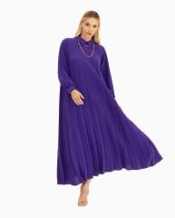 ELBİSE AKSESUAR DETAYLI REGLAN KOL BİLEK BOY PİLİSELİ ELBİSE QKS 2212010000 GÜNLÜK ELBİSE #22-09#