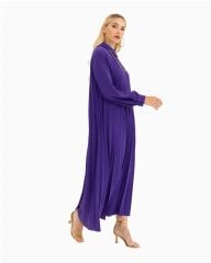 ELBİSE AKSESUAR DETAYLI REGLAN KOL BİLEK BOY PİLİSELİ ELBİSE QKS 2212010000 GÜNLÜK ELBİSE #22-09#