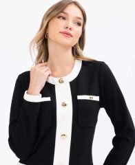 1011 CEPLİ DÜĞMELİ KONTRAST DETAYLI DİZALTI ELBİSE GÜNLÜK ELİBSE 10231104001011 QKS GÜNLÜK ELİBSE #23-10#