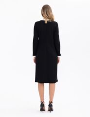 1011 CEPLİ DÜĞMELİ KONTRAST DETAYLI DİZALTI ELBİSE GÜNLÜK ELİBSE 10231104001011 QKS GÜNLÜK ELİBSE #23-10#