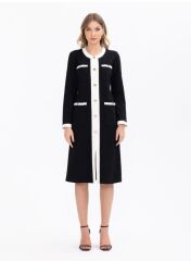 1011 CEPLİ DÜĞMELİ KONTRAST DETAYLI DİZALTI ELBİSE GÜNLÜK ELİBSE 10231104001011 QKS GÜNLÜK ELİBSE #23-10#