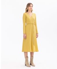 1015 KRUVAZE YAKA KUŞAKLI MİDİ BOY ELBİSE GÜNLÜK ELBİSE 10231204001015 QKS GÜNLÜK ELİBİSE #23-10#