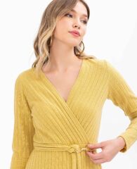 1015 KRUVAZE YAKA KUŞAKLI MİDİ BOY ELBİSE GÜNLÜK ELBİSE 10231204001015 QKS GÜNLÜK ELİBİSE #23-10#