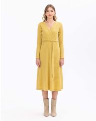 1015 KRUVAZE YAKA KUŞAKLI MİDİ BOY ELBİSE GÜNLÜK ELBİSE 10231204001015 QKS GÜNLÜK ELİBİSE #23-10#