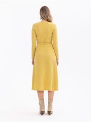 1015 KRUVAZE YAKA KUŞAKLI MİDİ BOY ELBİSE GÜNLÜK ELBİSE 10231204001015 QKS GÜNLÜK ELİBİSE #23-10#