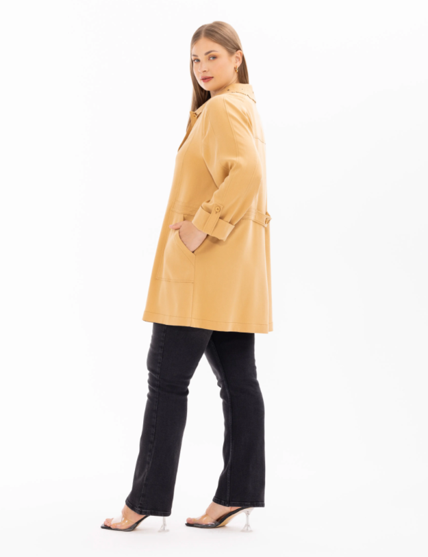 4006 GÜNLÜK KAP ÖNÜDEN ÖNÜ DÜĞMELİ YAKA DETAYLI GÜPÜRLÜ GÜNLÜK KAP QYS GÜNLÜK KAP 10002412514006 #24-07#