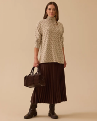 10002521711018 DESENLİ DÜŞÜK OMUZLU TRİKO TUNİK