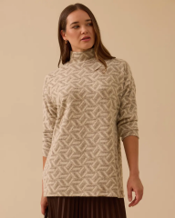 10002521711018 DESENLİ DÜŞÜK OMUZLU TRİKO TUNİK