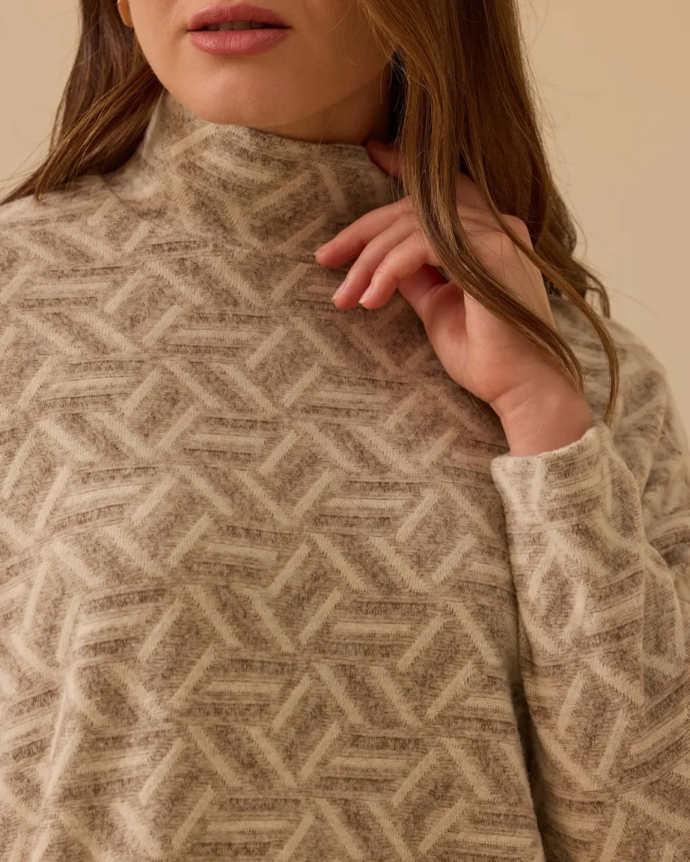 10002521711018 DESENLİ DÜŞÜK OMUZLU TRİKO TUNİK