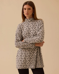 10002521711018 DESENLİ DÜŞÜK OMUZLU TRİKO TUNİK