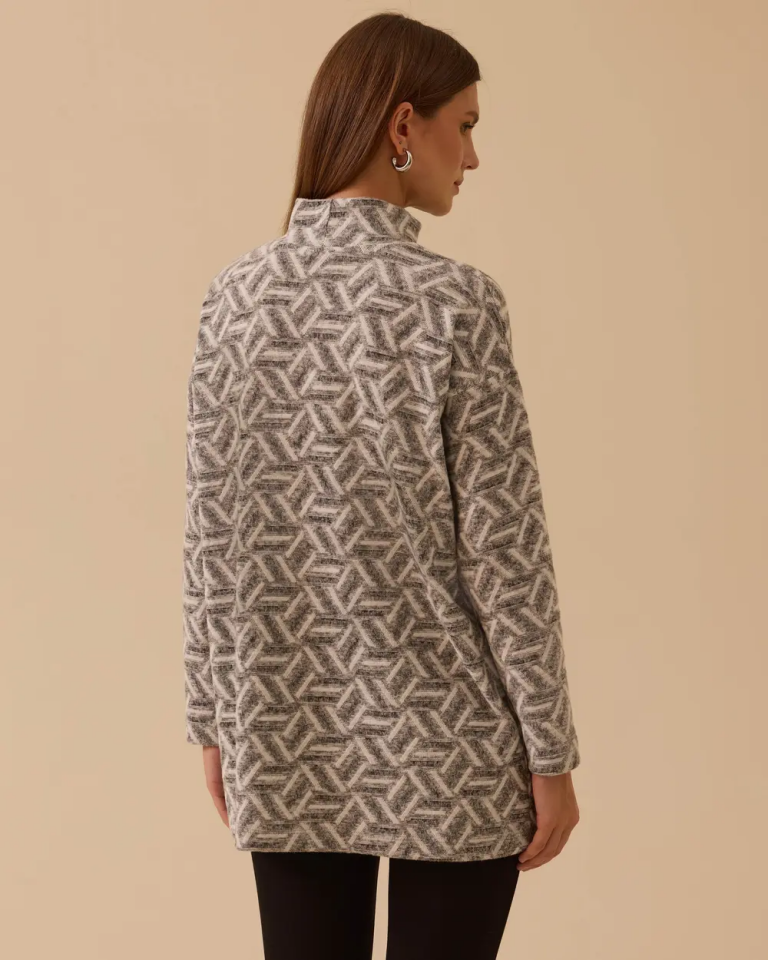 10002521711018 DESENLİ DÜŞÜK OMUZLU TRİKO TUNİK