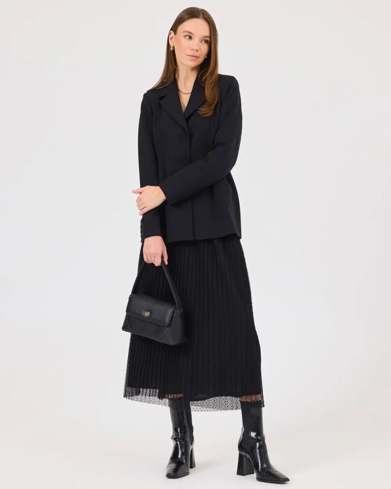 10006 BELİ LASTİKLİ DIŞI TÜL DETAY ŞIK ETEK QKS