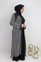 43801 İÇİ UZUN ÖNÜ OMUZLARI VE KOLLARI DERİ DETAYLI İKİLİ TAKIM