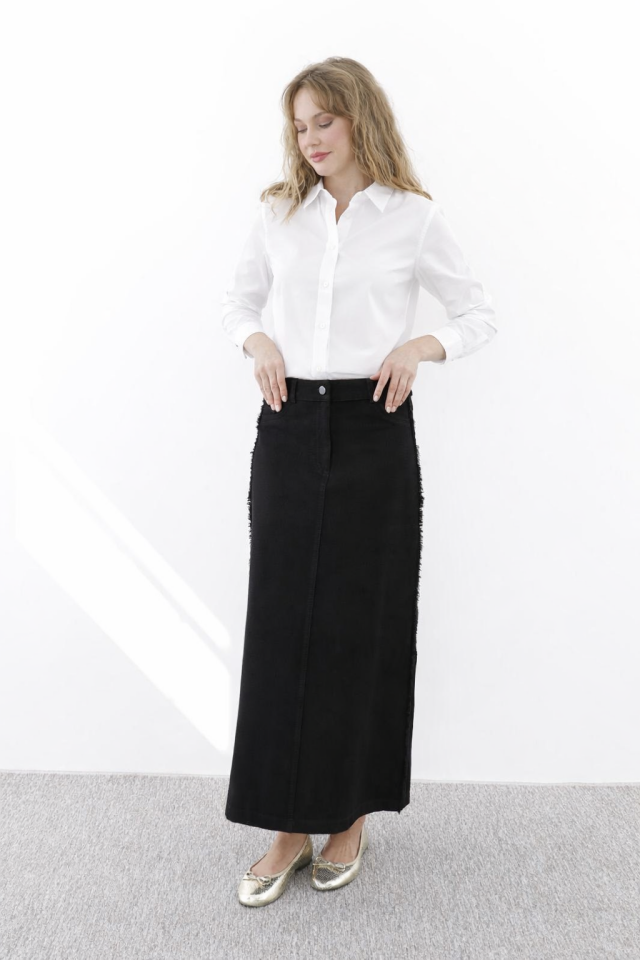 SZ-5442 YANLARI PÜSKÜLLÜ KANVAS ETEK #12-25# 40 - SİYAH