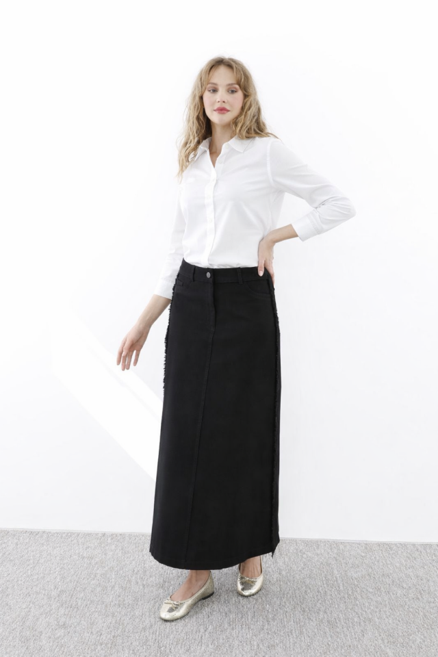 SZ-5442 YANLARI PÜSKÜLLÜ KANVAS ETEK #12-25# 40 - SİYAH