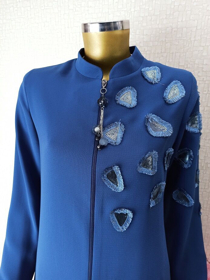 GÖĞSÜ ARMA DETAYLI FERMUARLI HAKİM YAKA FERACE QYS1003 FERACE #22-02#