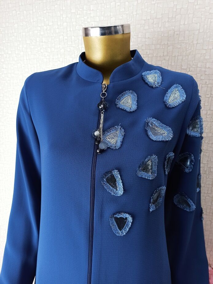 GÖĞSÜ ARMA DETAYLI FERMUARLI HAKİM YAKA FERACE QYS1003 FERACE #22-02#