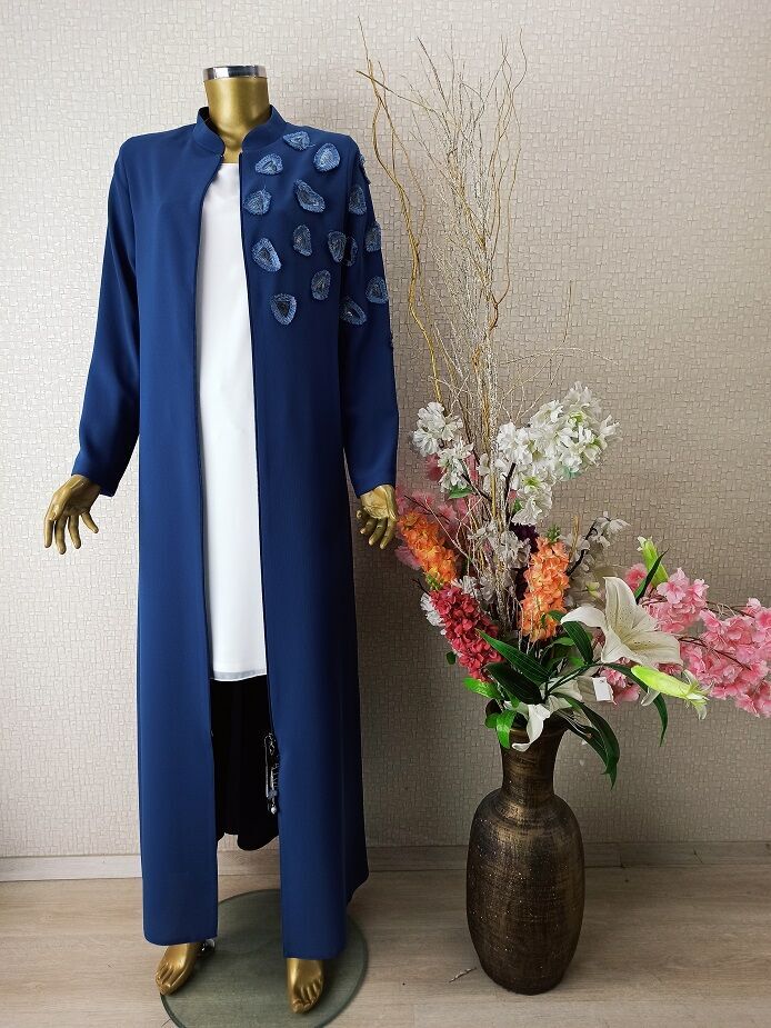 GÖĞSÜ ARMA DETAYLI FERMUARLI HAKİM YAKA FERACE QYS1003 FERACE #22-02#