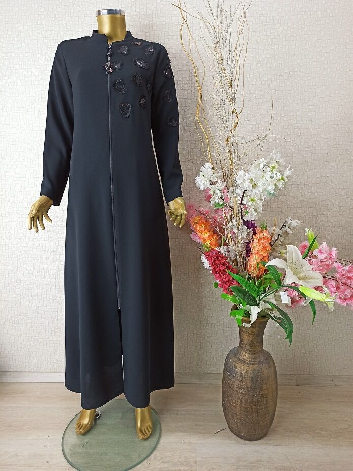 GÖĞSÜ ARMA DETAYLI FERMUARLI HAKİM YAKA FERACE QYS1003 FERACE #22-02#