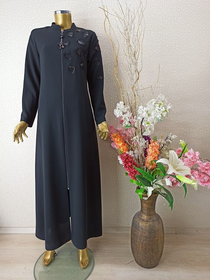 GÖĞSÜ ARMA DETAYLI FERMUARLI HAKİM YAKA FERACE QYS1003 FERACE #22-02#